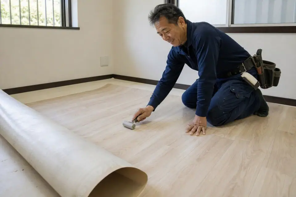 町田市 T様邸 寝室の壁紙とクッションフロア